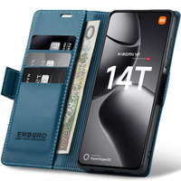 Pouzdro pro Xiaomi 14T, ERBORD Glossy Litchi, flipová peněženka, modré
