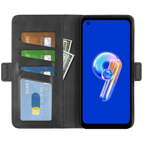 Klopové pouzdro pro Asus Zenfone 9 5G / 10 5G, Wallet PU Leather Case, černé