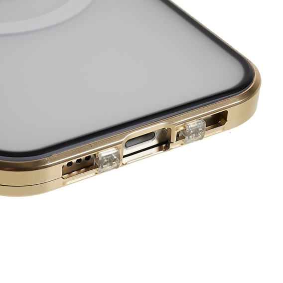 Magnetické pouzdro Dual Glass MagSafe pro iPhone 12, zlaté
