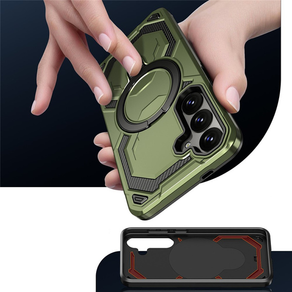 Magnetické pouzdro s podstavcem pro Samsung Galaxy A57 5G, zelené