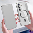 Klopové pouzdro pro Samsung Galaxy S24, RFID Wallet MagSafe CamShield, stříbrné