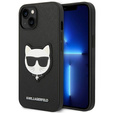 Pouzdro Karl Lagerfeld pro iPhone 14 Plus, Saffiano Choupette Head Patch, černé