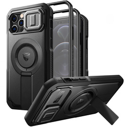 Pancéřové pouzdro pro iPhone 12 / iPhone 12 Pro, Dexnor CamProtect MagSafe, černé (dva rámečky)