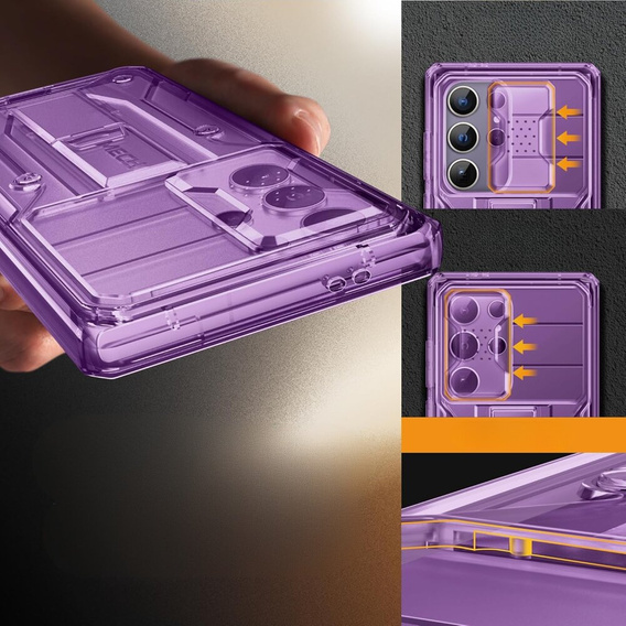 Pouzdro pro Samsung Galaxy S24 Ultra, Tongate MECH Series Clip, transparentní / fialové