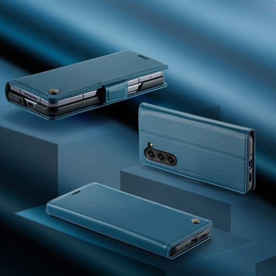 Flipové pouzdro CASEME pro Samsung Galaxy Z Fold6 5G, Litchi Wallet, modré