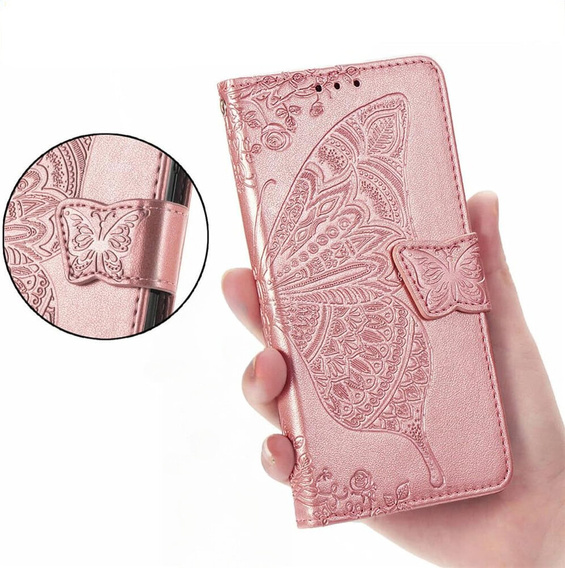Klopové pouzdro pro OnePlus Nord 4, Butterfly, růžové rose gold