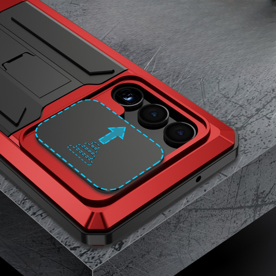 Pancéřové pouzdro pro Samsung Galaxy S23 Ultra, R-JUST CamShield Slide, červené