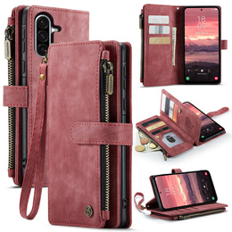 Pouzdro CASEME pro Samsung Galaxy A56 5G, Leather Wallet Cash and Card Slots, s poutkem, červené