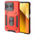 Pancéřové pouzdro pro Xiaomi Redmi Note 13 5G, CamShield Slide, červené + tvrzené sklo 9H