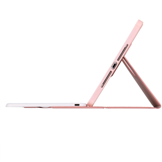 Pouzdro s klávesnicí pro iPad 11" 2025 A16 (11 gen.) / iPad 10.9" 2022 (10 gen.), Rotary 360° Leather, růžové rose gold