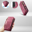 CASEME pouzdro pro Samsung Galaxy A56 5G, Retro Leather Wallet, s páskem, červené