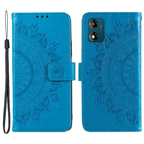 Klopové pouzdro pro Motorola Moto E13, Mandala Flower, modré