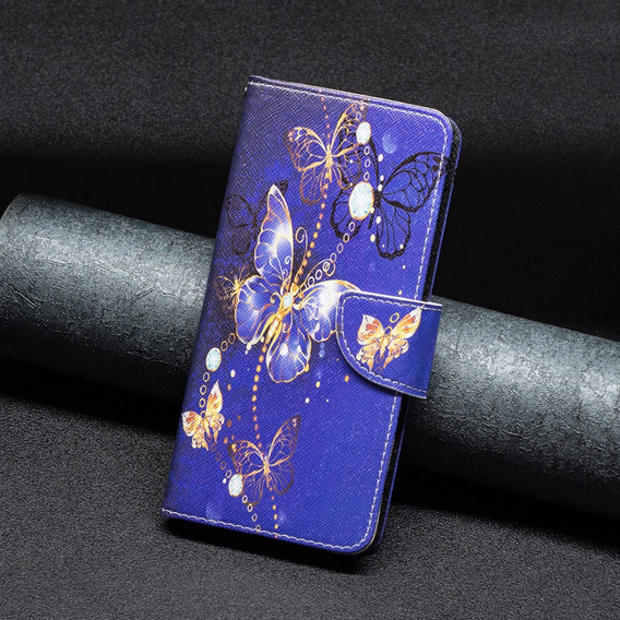 Klopové pouzdro pro Xiaomi Redmi Note 13 5G, Wallet, Butterflies fialové