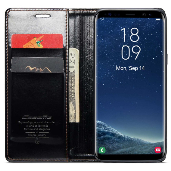 CASEME flipové pouzdro pro Samsung Galaxy S8+ Plus, Waxy Textured, černé