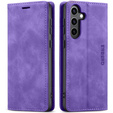 Pouzdro pro Samsung Galaxy A55, ERBORD Vintage peněženka s klopou, fialové + sklo na displej