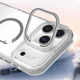 Pouzdro pro iPhone 17 Pro, pro MagSafe, se stojánkem, průhledné s šedými vložkami