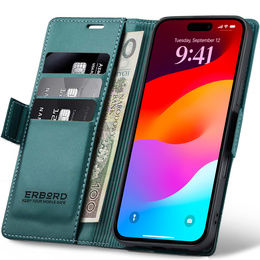 ERBORD Glossy Litchi - peněženkové pouzdro s klopou pro iPhone 17 Pro Max