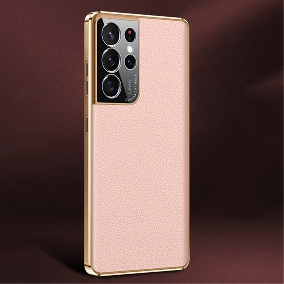 Pouzdro pro Samsung Galaxy S23 Ultra, Cowhide Leather, růžové