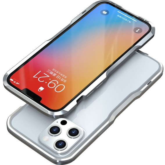 Pouzdro LUPHIE pro iPhone 13 Pro Max, Armor Bumper, stříbrné