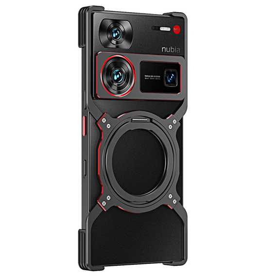 Pouzdro pro ZTE nubia Z60 Ultra, Kickstand Bumper, s krytem objektivu, pro MagSafe, černá / červená