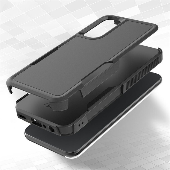 Pancéřové pouzdro pro Samsung Galaxy A25, dvouvrstvé, černé + 9H sklo