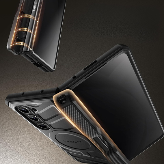 Pancéřové pouzdro pro Samsung Galaxy S24, řada TONGATE MECH s kroužkem, černé