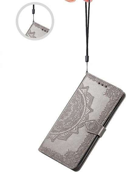 Klopové pouzdro pro Motorola Edge 50 Ultra, Mandala, šedé