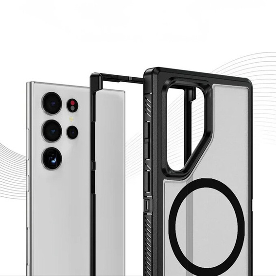 Pouzdro s rámečkem pro Samsung Galaxy S22 Ultra, pro MagSafe, transparentní / černé