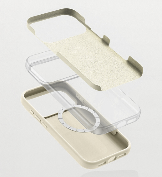 Silikonové pouzdro pro iPhone 17 Pro Max - kompatibilní s MagSafe, proti nárazu, béžové