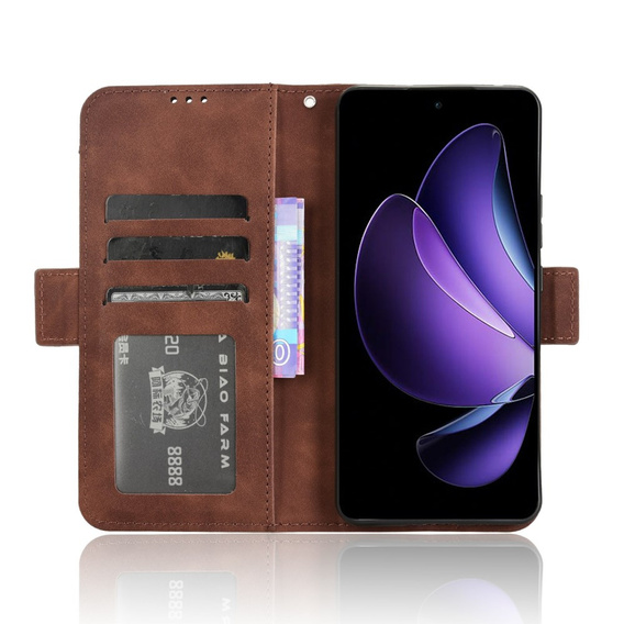 Klopové pouzdro pro Oppo Reno 13F / Oppo Reno 13FS, Card Slot, hnědé