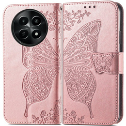Klopové pouzdro pro Realme 12, Butterfly, růžové rose gold