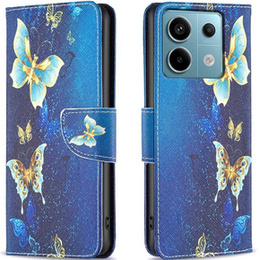 Klopové pouzdro pro Xiaomi Redmi Note 13 Pro 5G, Wallet, Butterflies modré