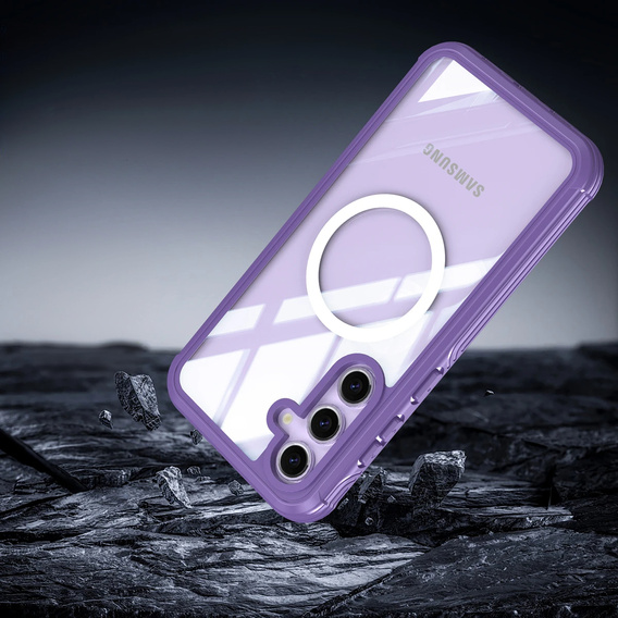 Pouzdro pro Samsung Galaxy S25+ Plus, Shockproof, se sklem, pro MagSafe, fialové