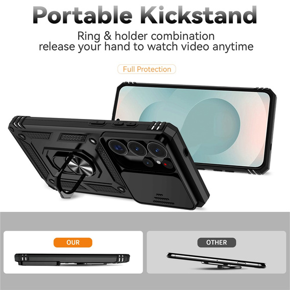 Pancéřové pouzdro s podstavcem a krytem objektivu pro Samsung Galaxy S26 Ultra