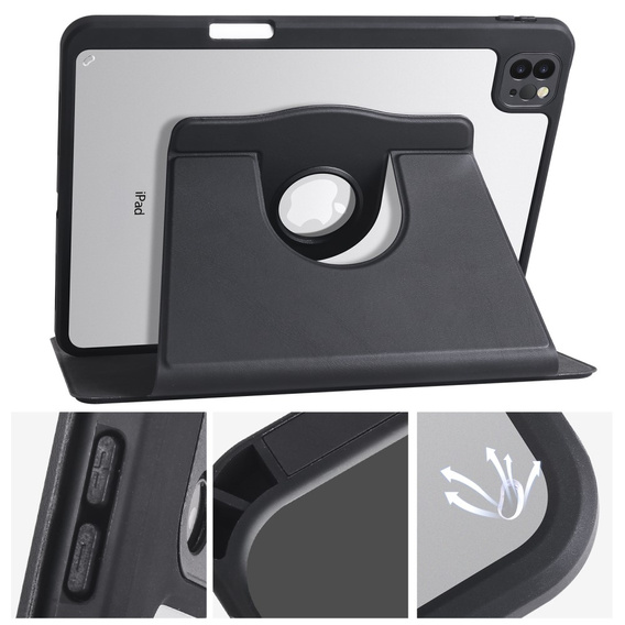 Pouzdro pro iPad Pro 11" 2022/2021/2020 (4/3/2 gen.), s prostorem pro stylus, otočné o 360°, černé