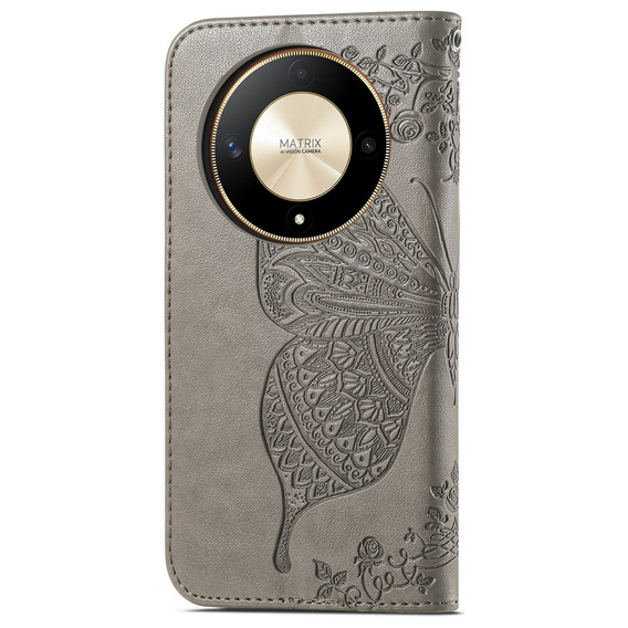 Klopové pouzdro pro Honor Magic 6 Lite 5G, Butterfly, šedé