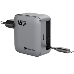 Síťová nabíječka GaN s kabelem USB-C 45 W Forcell F-Energy