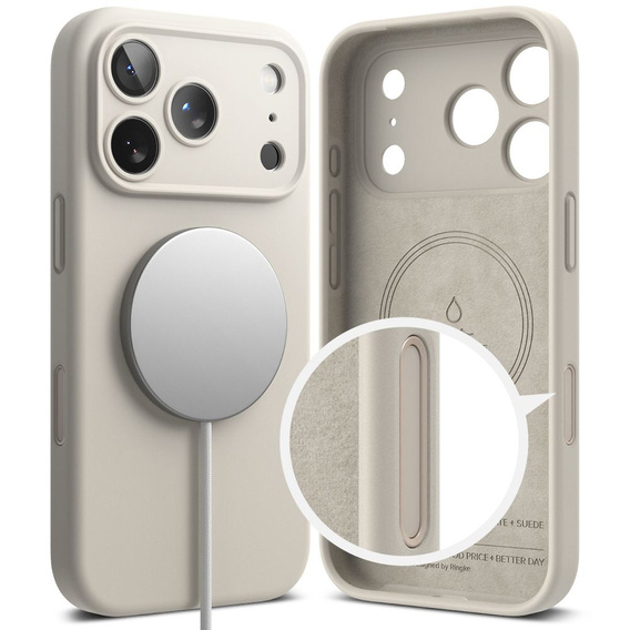 Pouzdro Ringke pro iPhone 17 Pro Max, silikonové magnetické pouzdro MagSafe, kámen