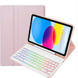 Pouzdro s podsvícenou bluetooth klávesnicí pro iPad 10.9 2022 (10 gen.), růžové