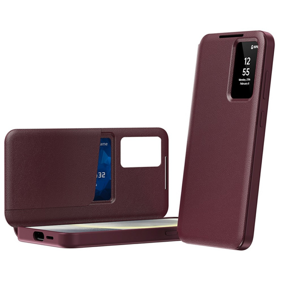 Flipové pouzdro pro Samsung Galaxy S25 Edge, Smart View Wallet, kaštanové