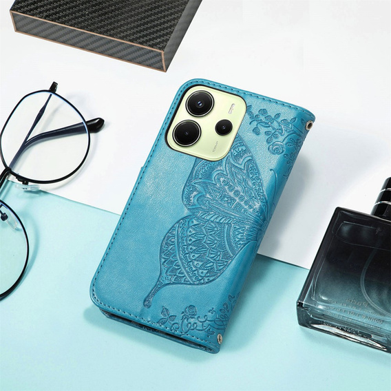 Klopové pouzdro pro Xiaomi Redmi Note 14 4G, Butterfly, modré