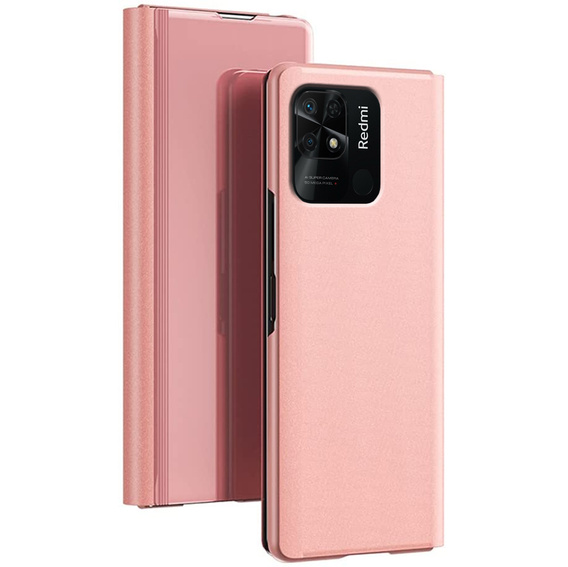 Pouzdro pro Xiaomi Redmi 10C, Clear View, růžové rose gold