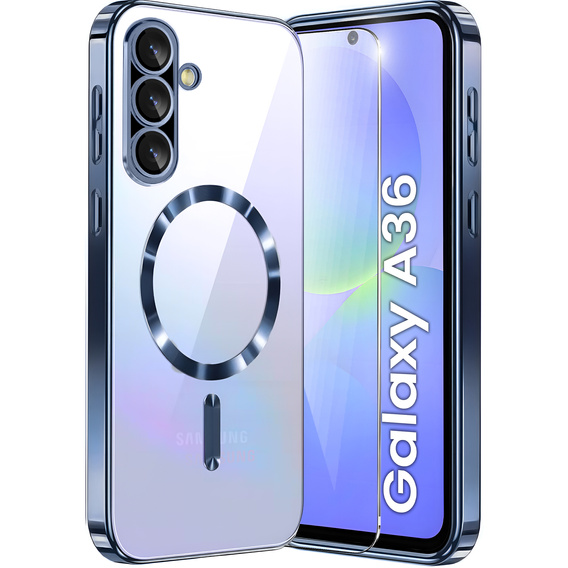 Pouzdro pro Samsung Galaxy A36, Electro MagSafe, námořnicky modré + sklo na displej