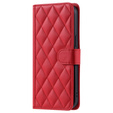 Pouzdro s klopou pro iPhone 16 Plus, Rhombus Crossbody Leather, červené