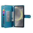 Klopové pouzdro pro Samsung Galaxy S25, Wallet Zipper Pocket, modré