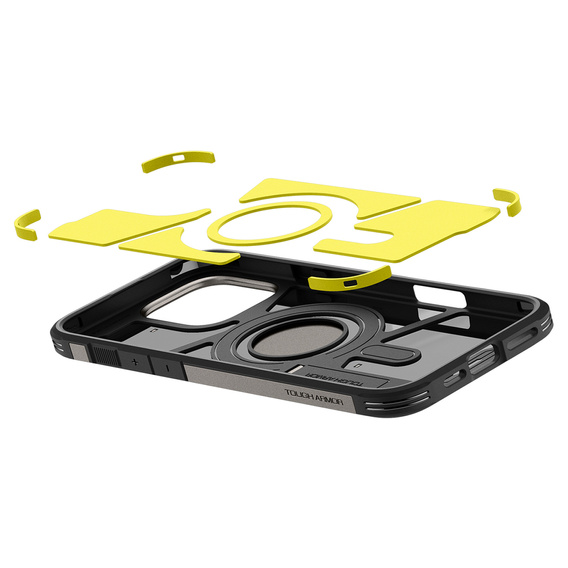 Pouzdro Spigen pro iPhone 16 Pro Max, Tough Armor Mag MagSafe, šedé + 9H tvrzené sklo