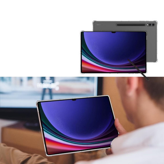 Pouzdro pro Samsung Galaxy Tab S9 FE, s držákem na stylus, silikonové, průhledné