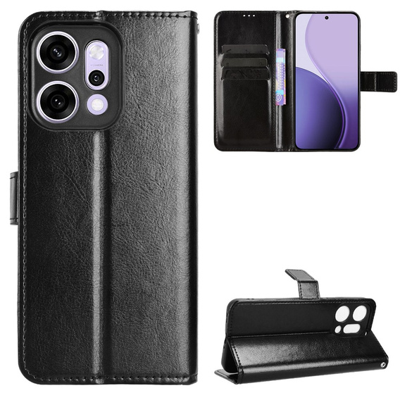 Klopové pouzdro pro Oppo Reno 14, texturované Crazy Horse, černé