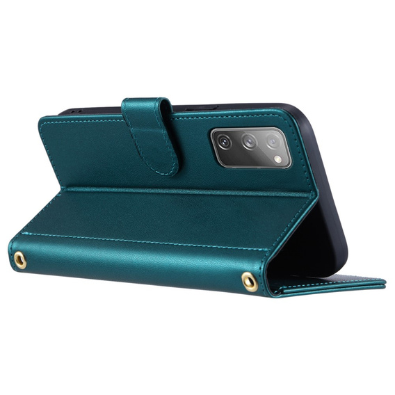 Pouzdro s klopou pro Samsung Galaxy S20 FE, Rhombus Crossbody Leather, tmavě zelené