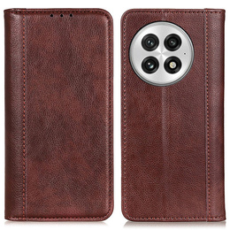 Flipové pouzdro pro OnePlus 13, Split Leather, hnědé